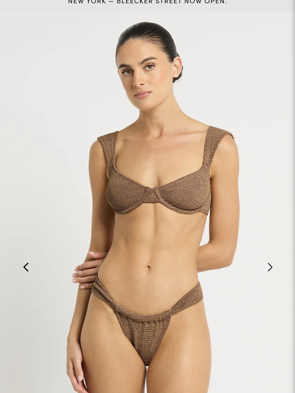 bond-eye Sparkle Brown Textured Bikini Set